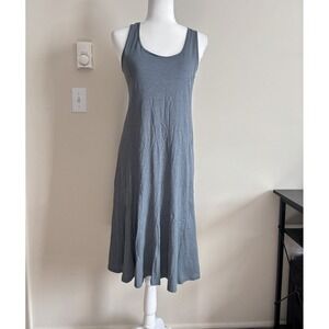Garnet Hill Tank Swing Dress Womens Small Organic Pima Cotton Gray Blue